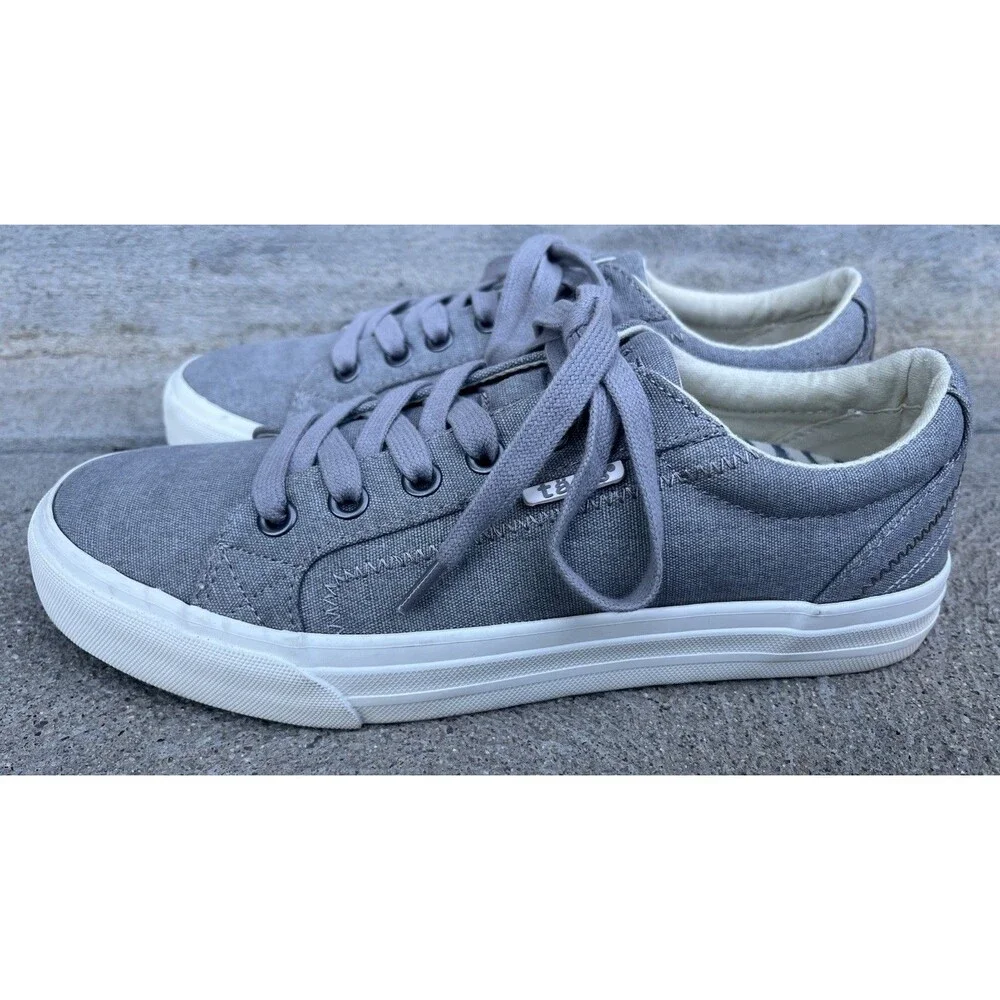 Taos Plim Soul Women's 7.5 Gray Canvas Lace-Up Sneakers - Picture 5 of 13